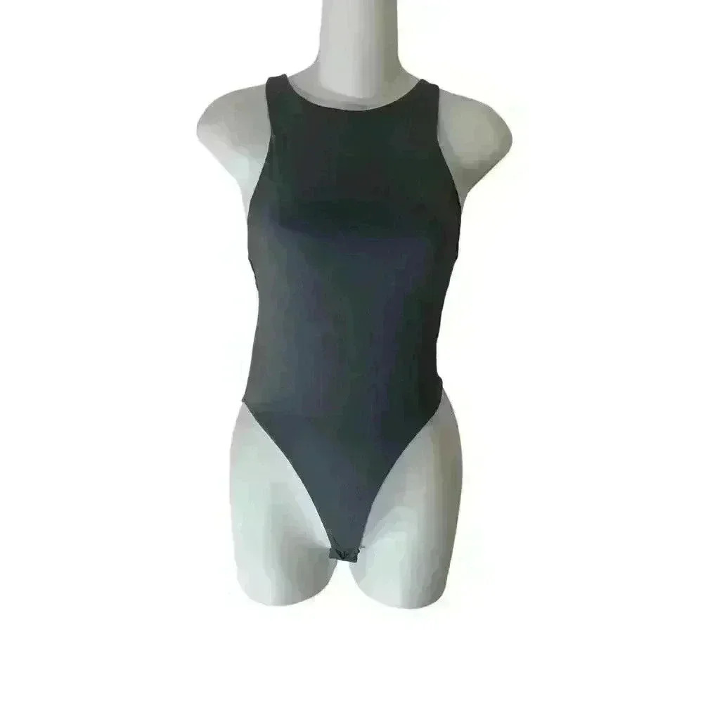 Zara Womens Gray Bodysuit Sz Small Sleeveless Tank Top Shirt Knit Silky